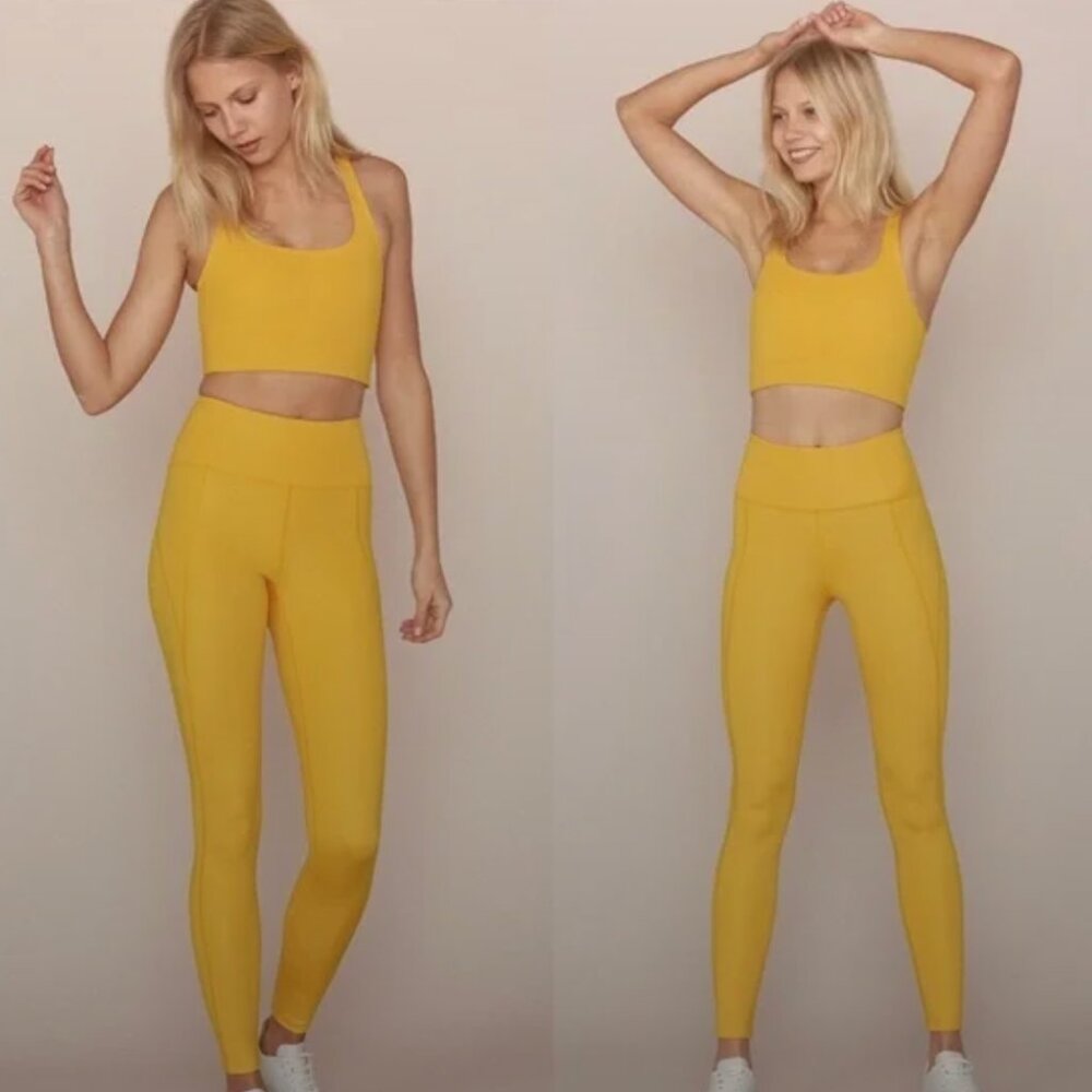 Girlfriend Collective Citrine Compressive High-Rise Legging & Sports Bra Set M/S